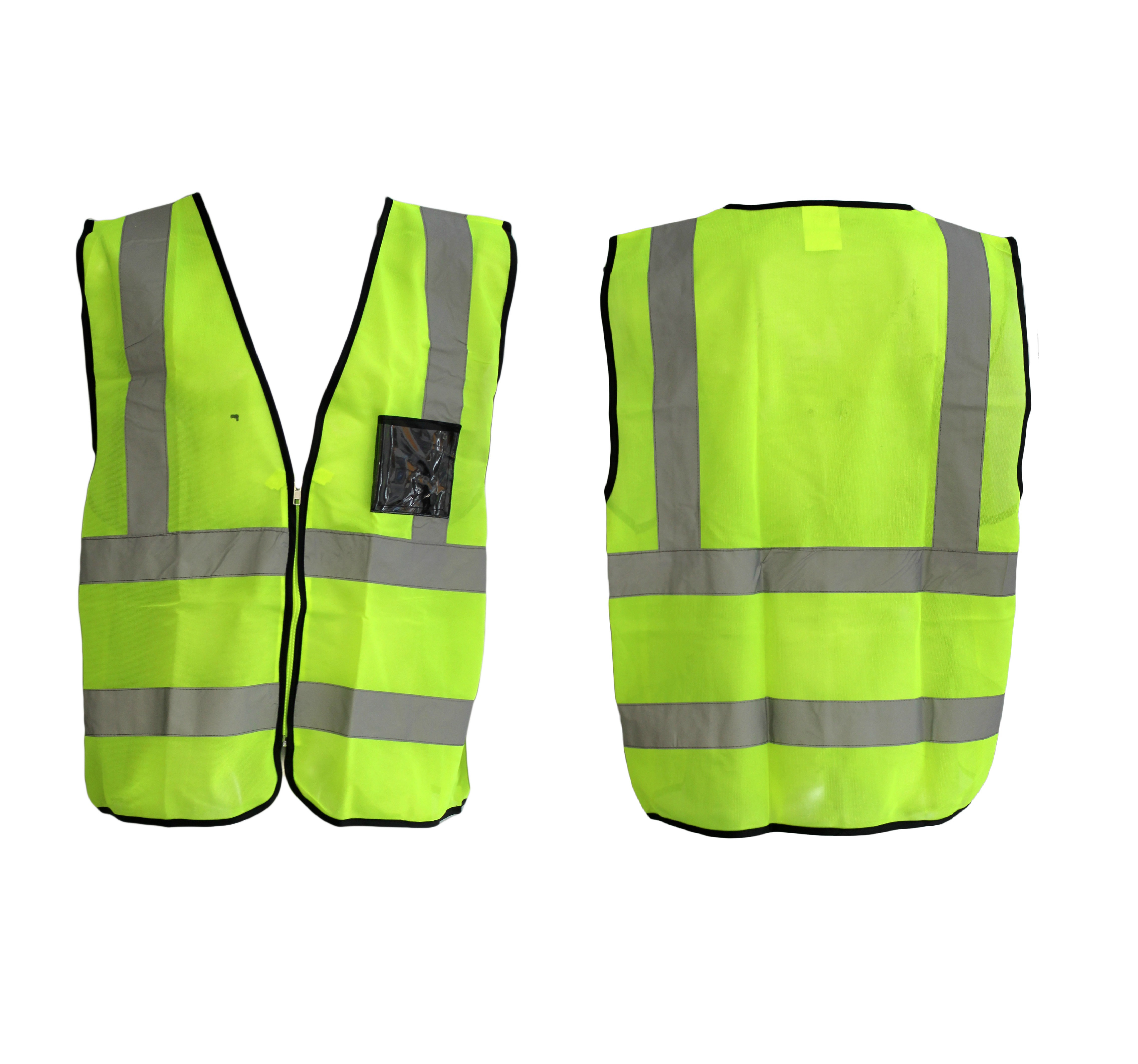 REFLECTIVE VEST LIME C/W ZIP+ID POUCH | Select PPE