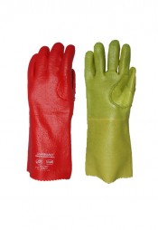 PVC ELBOW GLOVES - REINFORCED RED/GREEN 40CM
